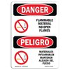 Signmission Safety Sign, OSHA, 18" Height, Aluminum, Flammable Materials No Open Flames Spanish OS-DS-A-1218-VS-1253